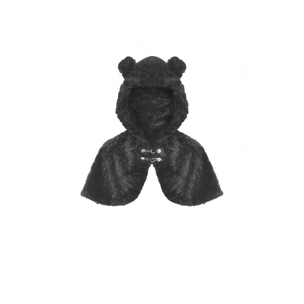 Darkinlove Women's Lolita Bear Fluffy Winter Cape