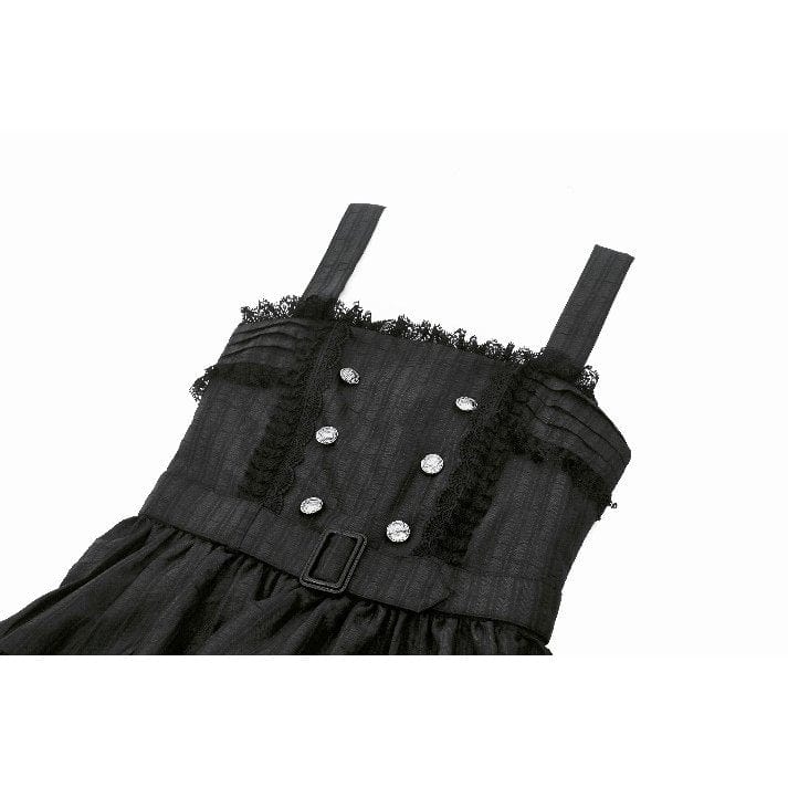 Darkinlove Women's Lolita Buttons Lace Suspender Skirt