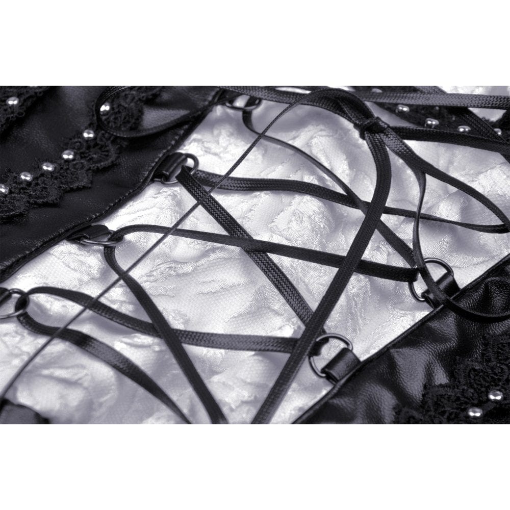 Darkinlove Women's Lolita Lace Collar Puff Sleeved Lacing-up Doll Dress