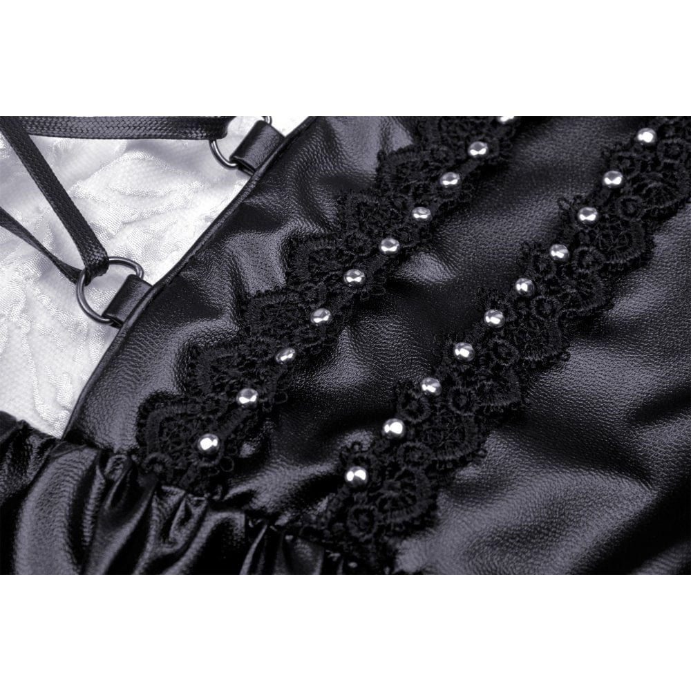 Darkinlove Women's Lolita Lace Collar Puff Sleeved Lacing-up Doll Dress