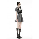 Darkinlove Women's Lolita Lace Collar Striped Dress