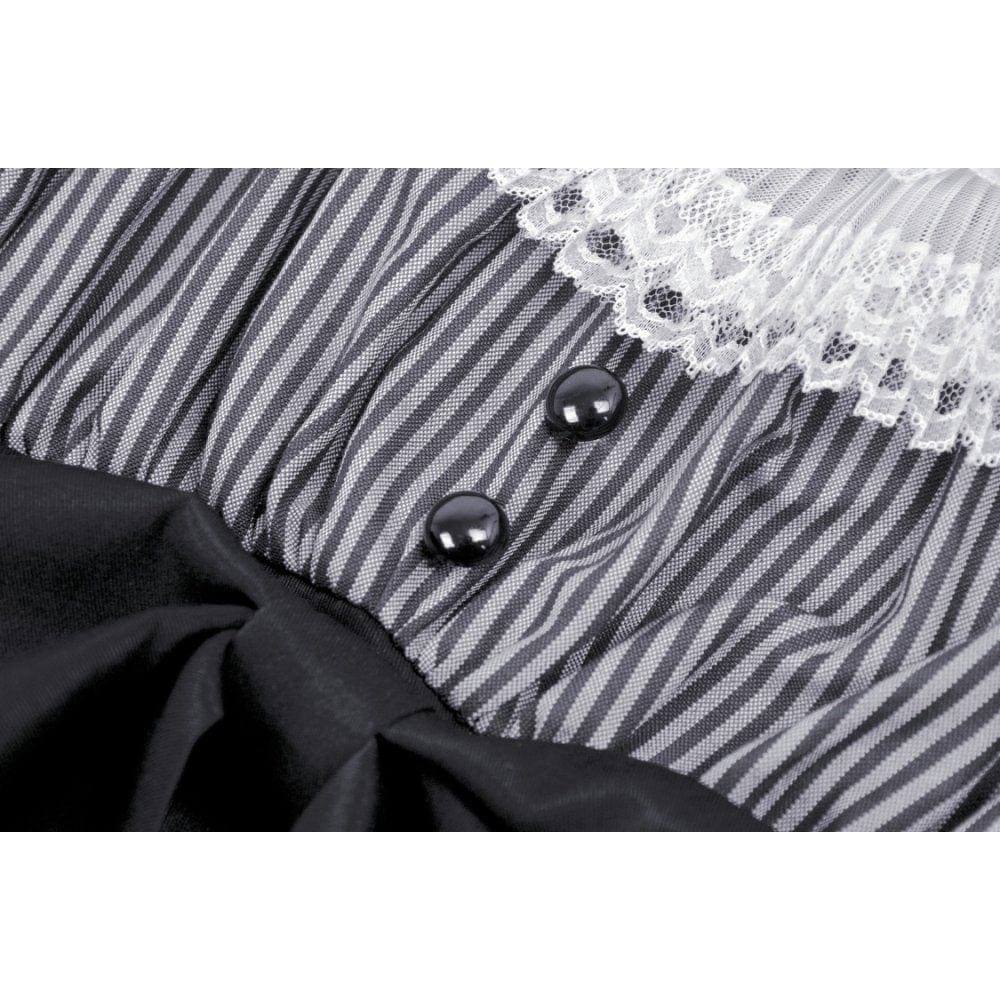 Darkinlove Women's Lolita Lace Collar Striped Dress