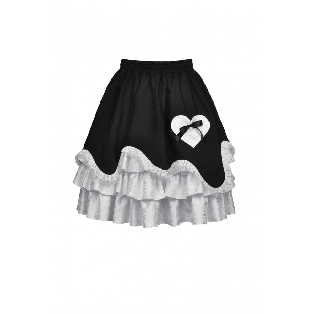 Darkinlove Women's Lolita Love Heart Layered Puffy Skirt