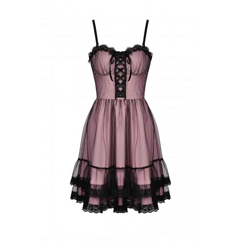 Darkinlove Women's Lolita Pink Multilayer Slip Dress