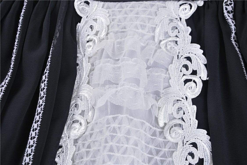 Darkinlove Women's Lolita Print Black&White Lace Circle Skirts