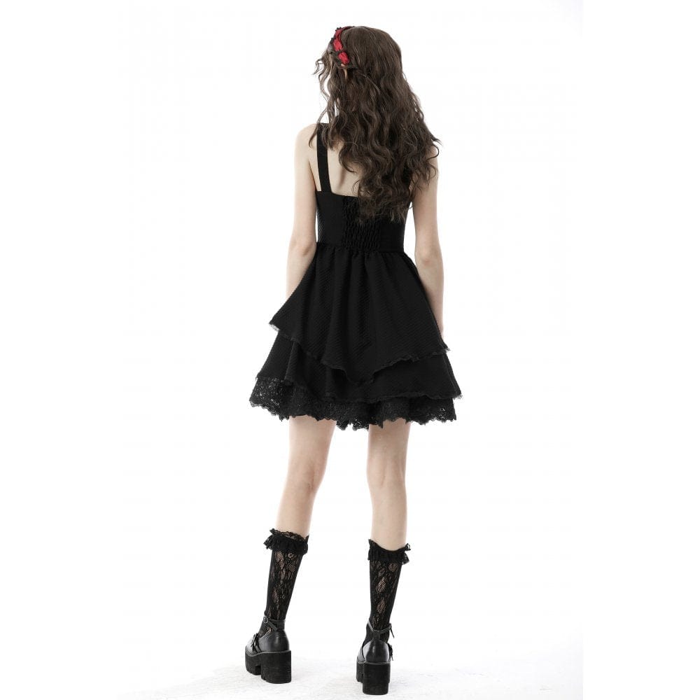 Darkinlove Women's Lolita Red Bowknot Multilayer Mesh Slip Dress