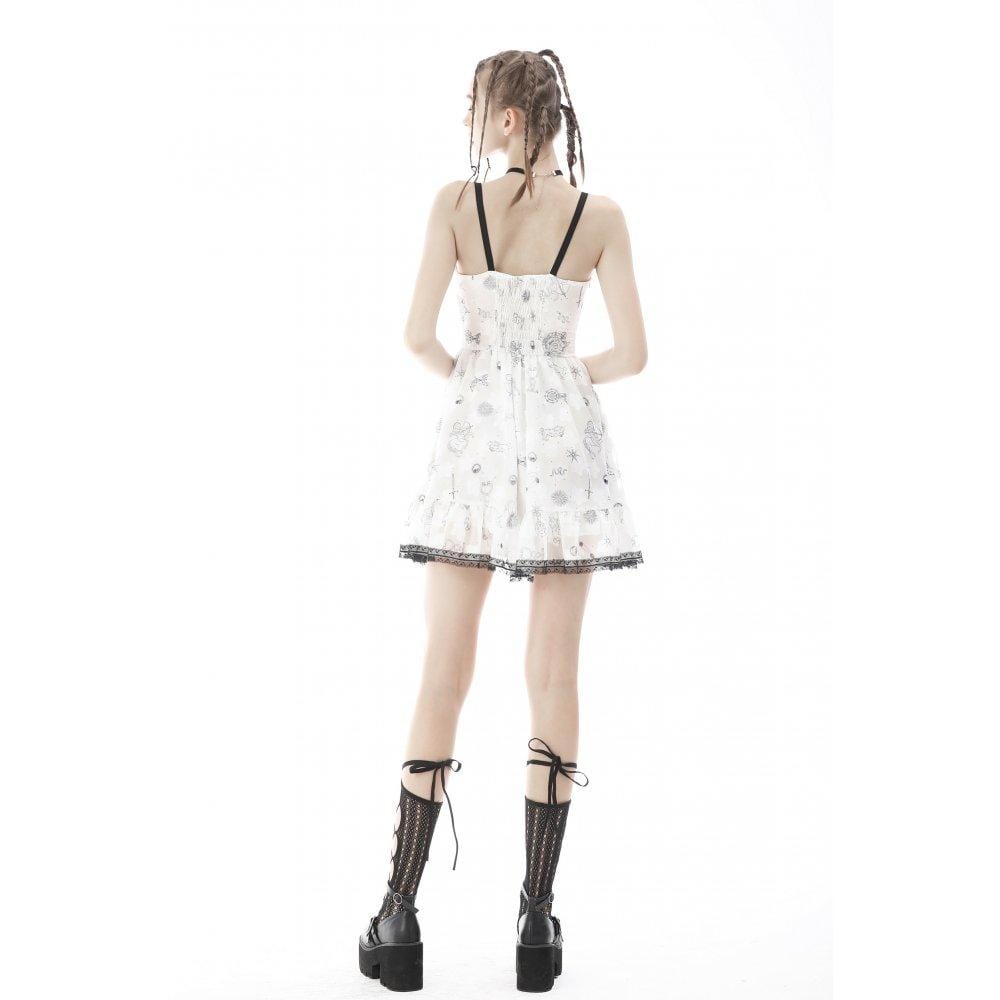 Vestido lencero falbala con estampado animal punk para mujer de Darkinlove