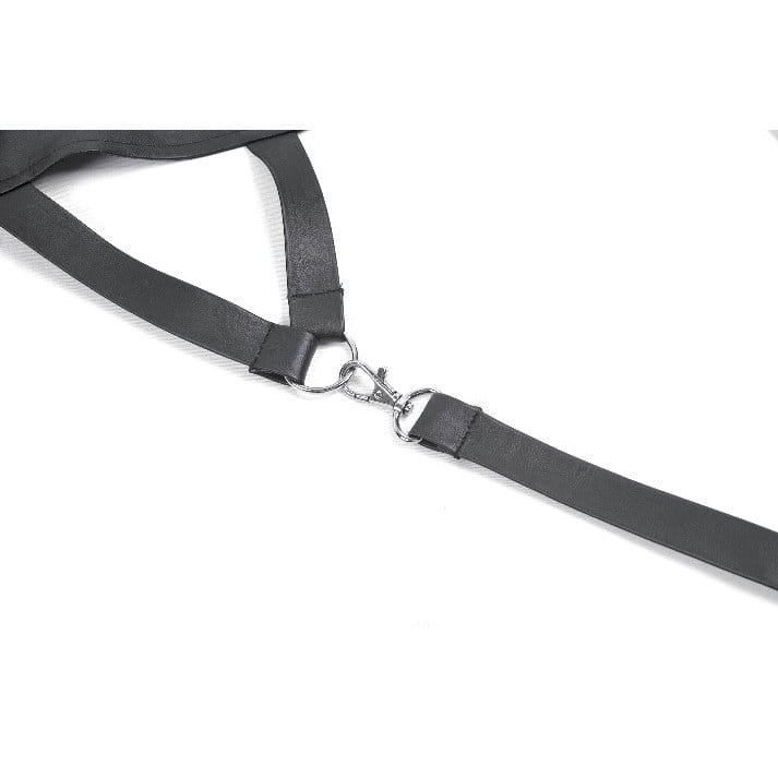 Mantella punk asimmetrica da donna Darkinlove con occhielli e fibbia, cinturino e ritagli