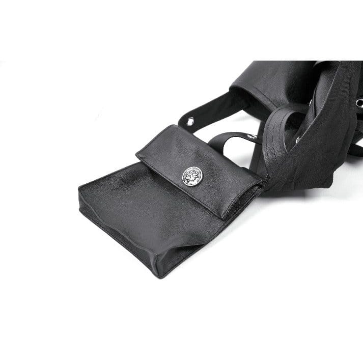 Mantella punk asimmetrica da donna Darkinlove con occhielli e fibbia, cinturino e ritagli
