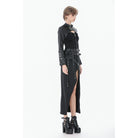 Darkinlove Women's Punk Asymmetric Eyelet Strappy Zip Long Skirt