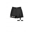 Darkinlove Women's Punk Asymmetry Rivet Shorts with Leg Strap