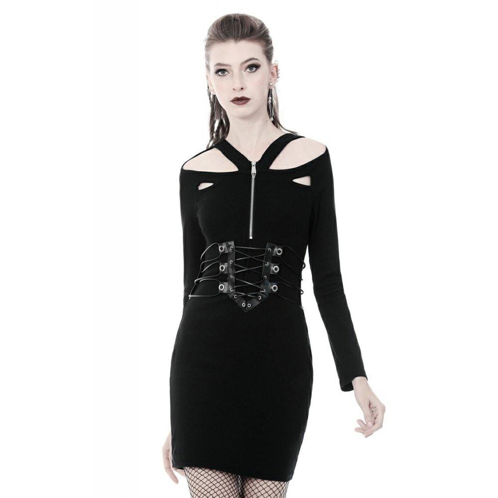 Darkinlove Women's Punk Bandage Waist Fitted Dresses