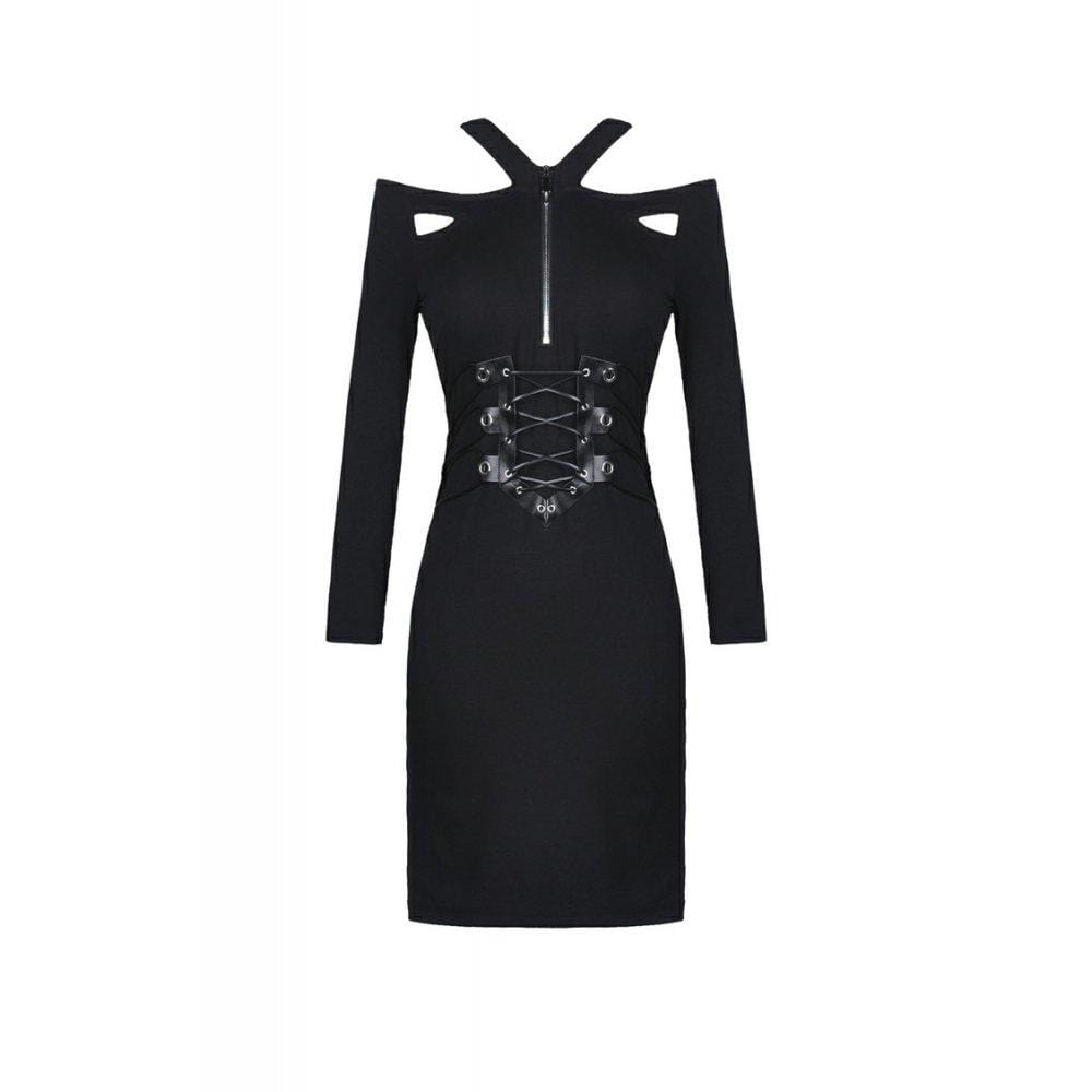 Darkinlove Women's Punk Bandage Waist Fitted Dresses