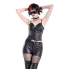 Darkinlove Women's Punk Bat Decor Lace-up Crop Top