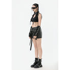 Darkinlove Women's Punk Batwing O-ring Faux Leather Choker