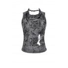 Darkinlove Women's Punk Big Pin Ripped Tank Top