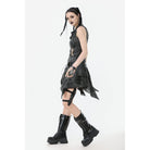 Darkinlove Women's Punk Big Pin Ripped Tank Top