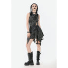 Darkinlove Women's Punk Big Pin Ripped Tank Top