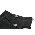 Darkinlove Women's Punk Buckle Strap Eyelet High-slit Midi Skirt with Detachable Pocket