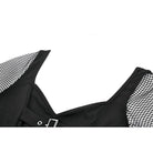 Darkinlove Women's Punk Buckle Strap Mesh Splice Long Sleeved Top