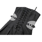 Darkinlove Women's Punk Buckle Strap Mesh Splice Pleated Hem Slip Dress