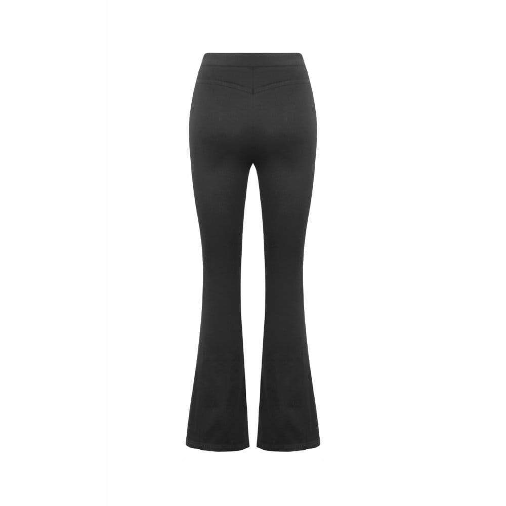 Darkinlove Women's Punk Buckle Straps Mesh Patchwork Flare Pants