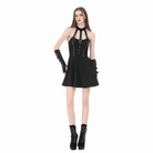 Darkinlove Women's Punk Buckle Straps Zippers Halter Dress