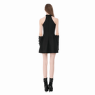 Darkinlove Women's Punk Buckle Straps Zippers Halter Dress
