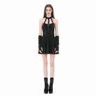 Darkinlove Women's Punk Buckle Straps Zippers Halter Dress