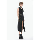 Darkinlove Women's Punk Buckle-up Multi-pocketed Cutout Long Skirt