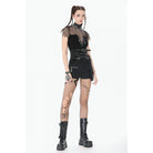 Darkinlove Women's Punk Buckle-up Side Zip Chained Belt