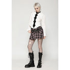 Darkinlove Women's Punk Buckled Plaid Pleated Skirt