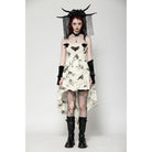 Darkinlove Women's Punk Butterfly Embroidered High/Low Honeymoon Dress