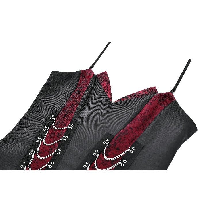 Darkinlove Women's Punk Chained Contrast Color Irregular Hem Slip Dress