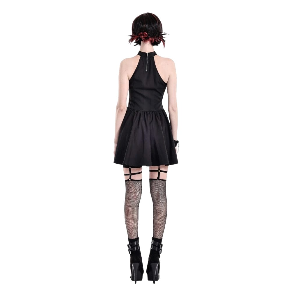 Darkinlove Women's Punk Chained Cutout Halter Dress