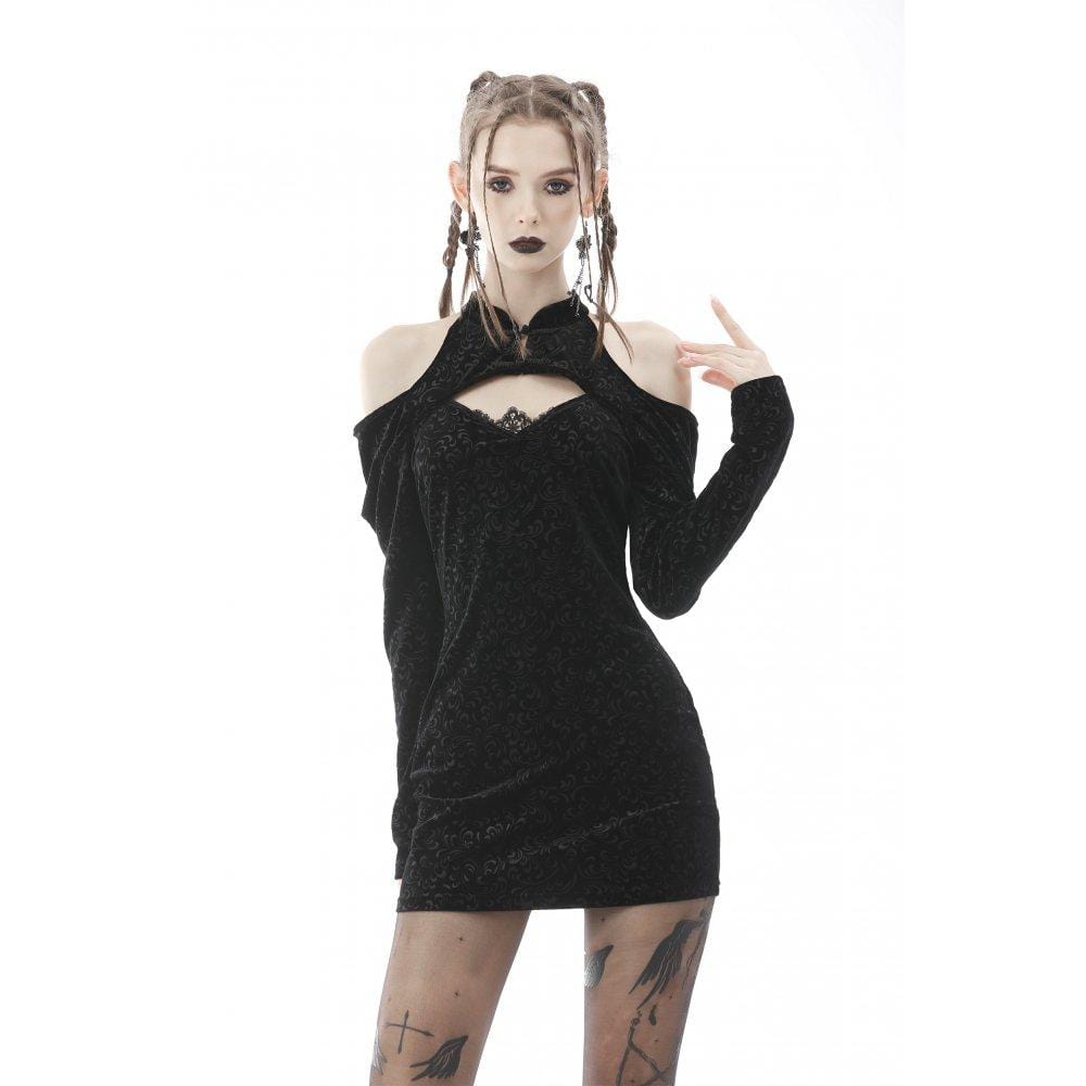 Darkinlove Women's Punk Cheongsam Collar Off Shoulder Dress
