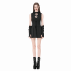 Darkinlove Women's Punk Cobweb Mesh Splice Lace-up Sleeveless Dress
