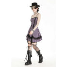 Darkinlove Women's Punk Contrast Color Striped Music Festival Slip Dress