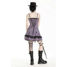 Darkinlove Women's Punk Contrast Color Striped Music Festival Slip Dress
