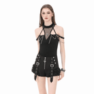 Darkinlove Women's Punk Cross Cutout Chained Halter Tank Top