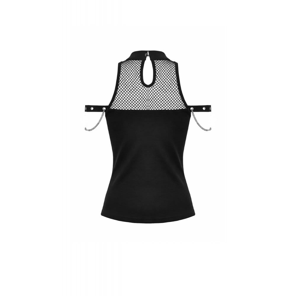 Darkinlove Women's Punk Cross Cutout Chained Halter Tank Top