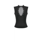 Darkinlove Women's Punk Cross Eyelet Coffin Mesh Splice Tank Top