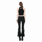 Darkinlove Women's Punk Cross Mesh Splice Halter Tank Top