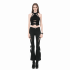 Darkinlove Women's Punk Cross Mesh Splice Halter Tank Top