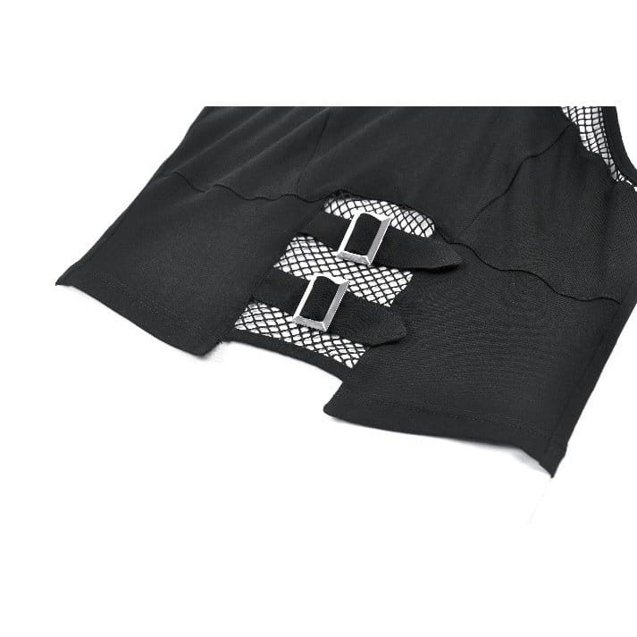 Canotta da donna Darkinlove con inserti in rete e motivo punk a croce
