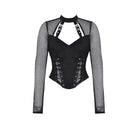 Darkinlove Women's Punk Cut-out Mesh Long Sleeved Blouse
