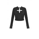 Darkinlove Women's Punk Cutout Cross Eyelet Crop Top