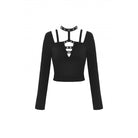 Darkinlove Women's Punk Cutout Eyelet Buckle Crop Top