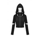 Darkinlove Women's Punk Cutout Eyelet Crop Top with Ripped Hood