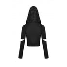 Darkinlove Women's Punk Cutout Eyelet Crop Top with Ripped Hood